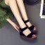 Chic / Beautiful Black Street Wear Suede Womens Sandals 2021 8 cm Wedges Waterproof Open / Peep Toe Sandals