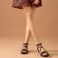 Römisch Schwarz Sommer Strand Freizeit Flache Sandalen Damen 2021 Leder X-Riemen Peeptoes Sandaletten