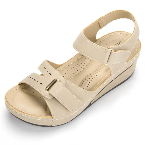 Wygodna Czarne Przypadkowy Sandały Damskie 2021 5 cm Na Koturnie Peep Toe Sandały