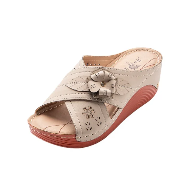 Confortable Noire Plage Désinvolte Été Fleur Sandales Femme 2021 6 cm Compensées Peep Toes / Bout Ouvert Sandales