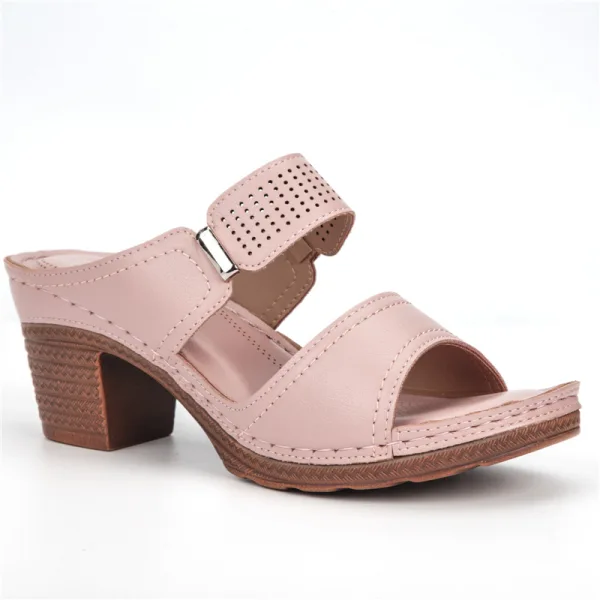 Roman Brown Street Wear Summer Womens Sandals High Heels 2021 7 cm Thick Heels Open / Peep Toe Sandals