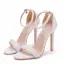 Sexy White Pearl Wedding Shoes 2021 Ankle Strap 11 cm Stiletto Heels Open / Peep Toe Wedding High Heels