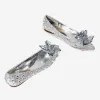 Charming Cinderella Silver Crystal Wedding Shoes 2021 Leather Rhinestone Pointed Toe Flat Wedding Heels