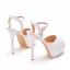 Sexy Blanche Chaussure De Mariée 2021 14 cm Talons Aiguilles Bride Cheville Peep Toes / Bout Ouvert Mariage Sandales Talons Hauts