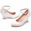 Fashion White Wedding Shoes 2021 8 cm Wedges Wedding Ankle Strap Pumps Pointed Toe