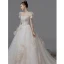 Moderne / Mode Ivoire Perle Robe De Mariée 2021 Robe Boule Encolure Carrée Gonflée Manches Courtes Dos Nu Noeud Royal Train Mariage