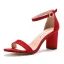 Schlicht Schwarz Strassenmode Sandalen Damen 2021 Knöchelriemen 7 cm Thick Heels Peeptoes Sandaletten Hochhackige