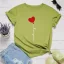 Schön Sommer Schwarz Freizeit Herzförmig Ballon Drucken T-Shirts 2021 Baumwolle Rundhalsausschnitt Kurze Ärmel Lose Damen Oberteile