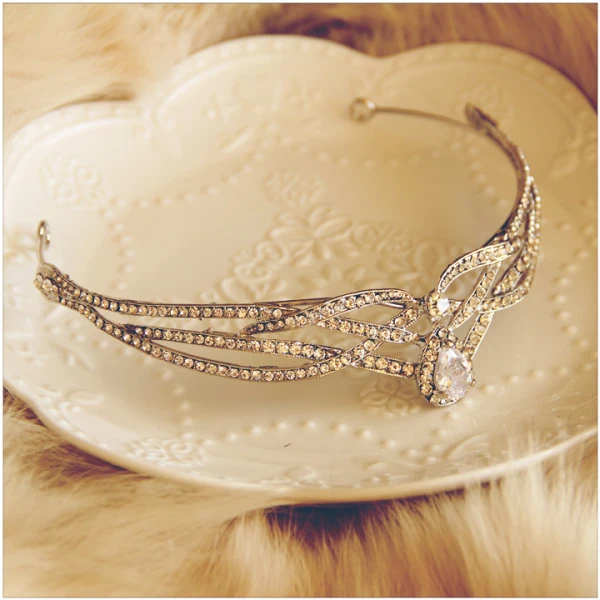 Vintage Sølv Rhinestone Tiara 2017 Beading Metall Brudesmykker Tiara