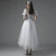 Simple Blanche Courte Robe De Mariée 2021 Princesse Encolure Carrée Manches Courtes Dos Nu Mariage