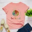 Casual Summer Black Cotton T-Shirts 2021 Scoop Neck Multi-Colors Flower Short Sleeve Women's Tops T-shirt