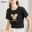 Fashion White Cartoon Printing Regular T-Shirts 2021 Cotton Scoop Neck Short Sleeve Women Women's Tops T-shirt