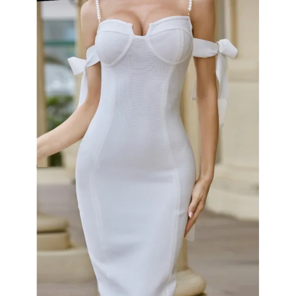 Sexy Summer White Tight  Women Party Dresses 2021 Spaghetti Straps Sleeveless Backless Cocktail Party Evening Party Dresses