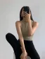Summer Casual Khaki Solid Color Tight  Tank 2021 Cotton Scoop Neck Sleeveless Women's Tops