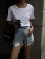 Summer Casual Cotton White T-Shirts 2021 Regular Scoop Neck Short Sleeve Women's Tops T-shirt