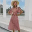 Fashion Burgundy Summer Street Wear Spotted Women Dresses 2021 V-Neck Bow Short Sleeve