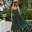 Chic / Beautiful Summer Street Wear Ocean Blue Spotted Maxi Dresses 2021 V-Neck Sleeveless Cami Sash