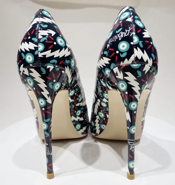 Mode Röd Klotter Utskrift Fest Pumps 2021 12 cm Stilettklackar Spetsiga Pumps Högklackade