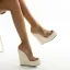 Sexy Transparent Blanche Vêtement de rue Été Tresser Sandales Femme 2021 16 cm Compensées Peep Toes / Bout Ouvert Sandales Talons Hauts