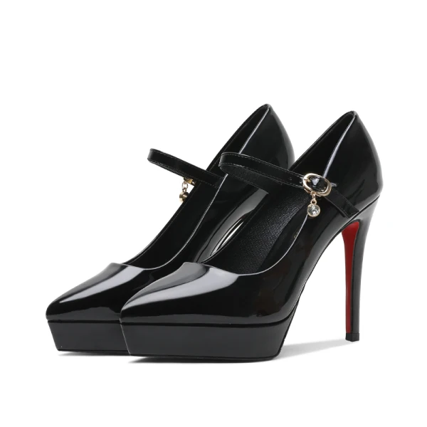 Chic / Beautiful Nude Evening Party Pumps 2021 Patent Leather Waterproof 12 cm Stiletto Heels Pointed Toe Pumps High Heels