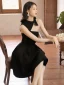 Fashion Summer Black Homecoming Graduation Dresses 2021 A-Line / Princess One-Shoulder Sleeveless Backless Bow Knee-Length Formal Dresses