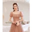 Vintage / Originale Rougissant Rose Glitter Perlage Paillettes Robe De Soirée 2021 Princesse Appliques Encolure Carrée Manches Courtes Dos Nu Longue Soirée Robe De Ceremonie