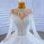 Luxury / Gorgeous High-end Ivory Glitter Beading Crystal Rhinestone Wedding Dresses 2021 Ball Gown High Neck Appliques Sequins 3/4 Sleeve Royal Train
