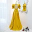 Vintage / Retro Gold Prom Dresses 2021 A-Line / Princess Floor-Length / Long V-Neck Puffy Short Sleeve Backless Prom Formal Dresses