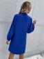 Modest / Simple Summer Street Wear Solid Color Royal Blue Loose Women Dresses 2021 Covered Button Lapel  Long Sleeve Women's Tops