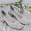 High End Weiß Spitze Blumen Brautschuhe 2021 Leder 5 cm Thick Heels Schleife Quadratische Zehe Hochzeit Pumps Hochhackige