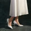 Eleganta Elfenben Satin Rosett Brudskor 2021 Läder 8 cm Stilettklackar Spetsiga Bröllop Pumps Högklackade