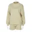 Bequemes Herbst Winter Freizeit Lindgrün Lose Sweatshirts Kurze Hose 2021 Rundhalsausschnitt Lange Ärmel Damen Oberteile