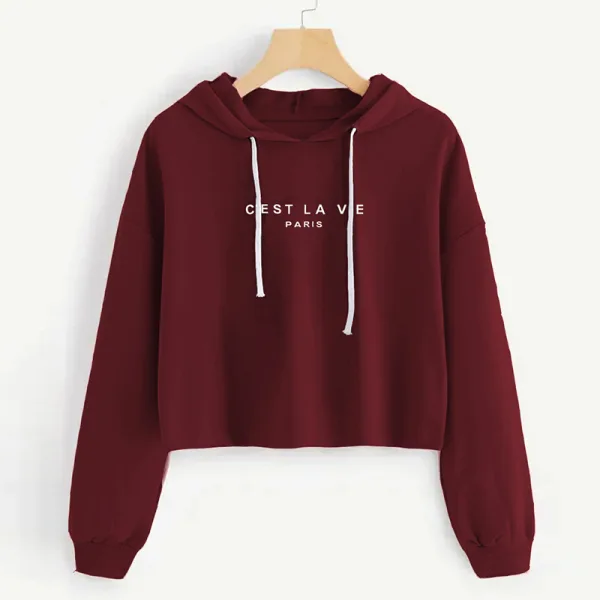 Comfortable Casual Fall Winter Regular Letter Graphic White Hooded Sweatshirts 2021 Cotton Long Sleeve Women's Tops