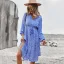 Bohemia Summer Printing Yellow Women Dresses 2021 A-Line / Princess Beach Street Wear Resort Wear V-Neck Sash Long Sleeve Knee-Length