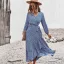Bohemia Summer Beach Resort Wear Yellow Floral Maxi Dresses 2021 V-Neck Sash Bow Long Sleeve Tea-length