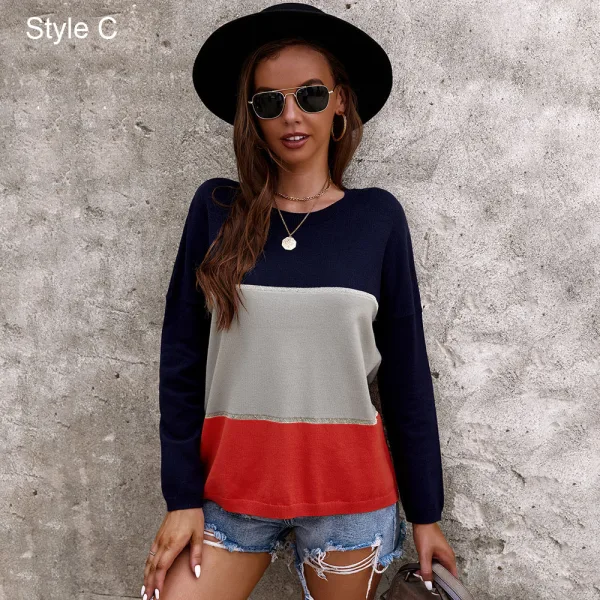 Mode Désinvolte Tomber Hiver Multi-Couleurs Chandails 2021 Encolure Dégagée Coton Ample Manches Longues Hauts pour Femmes