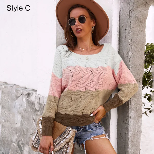 Mode Tomber Hiver Vêtement de rue Multi-Couleurs Chandails 2021 Encolure Dégagée Coton Manches Longues Ordinaire Hauts pour Femmes