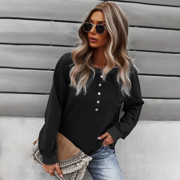 Herbst Winter Freizeit Beige Pullover 2021 Rundhalsausschnitt Schaltflächen Lange Ärmel Regulär Damen Oberteile