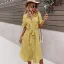 Bohemia Summer Spring Beach Resort Wear Street Wear Red Floral Women Dresses 2021 V-Neck Short Sleeve Loose