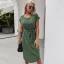 Casual Spring Summer Burgundy Women Dresses 2021 Scoop Neck Bow Short Sleeve Sash Loose
