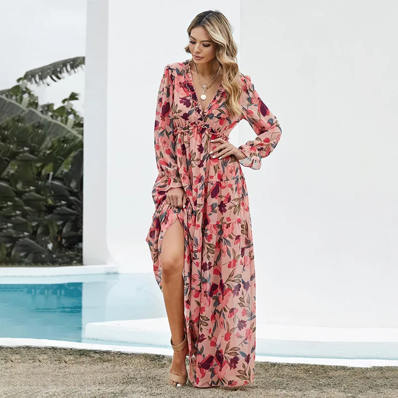 strapless open back dress Baltic Born Womens Suzy Maxi Dress | Black + Red Multi main image 1