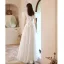 Vintage / Retro Modest / Simple Ivory Pearl Prom Dresses 2021 A-Line / Princess Square Neckline Puffy Short Sleeve Backless Bow Floor-Length / Long Formal Dresses