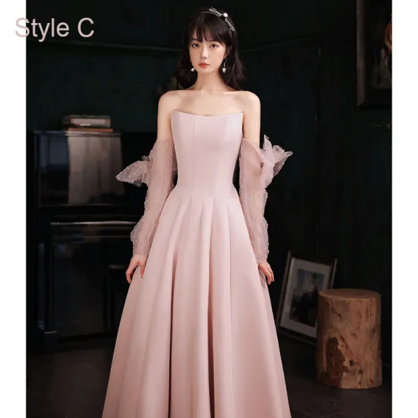 robe de bal courte en satin rose