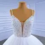 Luxe Blanche Robe De Mariée 2021 Robe Boule Bretelles Spaghetti Perlage Perle Paillettes Sans Manches Dos Nu Royal Train Mariage
