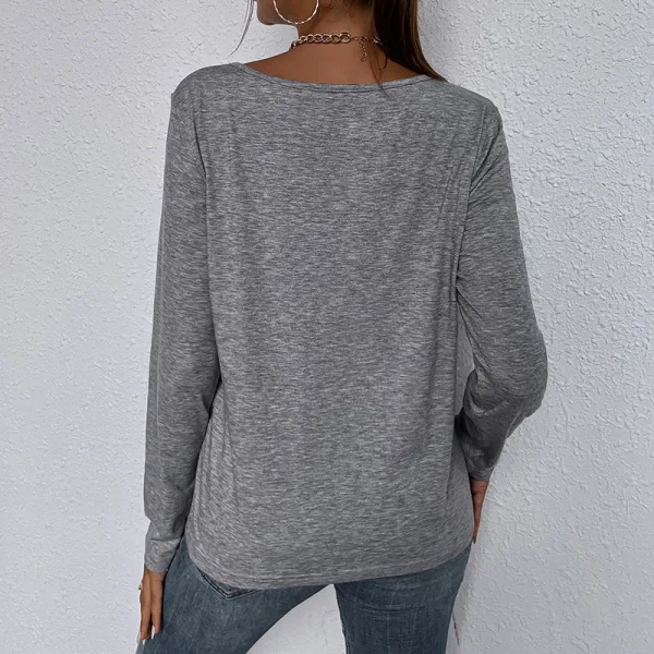 Sexy Fall Winter Street Wear Black Lace Flower T-Shirts 2021 V-Neck Loose Long Sleeve Women Tops