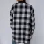 Désinvolte Tomber Hiver Noire Blanche Plaid Ample Blouses 2021 Revers Manches Longues Femme Hauts