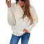 Fall Winter Street Wear Pool Blue Solid Color Knitting Sweaters 2021 V-Neck Long Sleeve Loose Women Tops