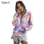 Fashion Fall Winter Street Wear Multi-Colors Tie-dye Sweatshirts 2021 V-Neck Long Sleeve Loose Hooded Women Tops