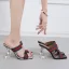 Chic / Beautiful Silver Striped Street Wear Womens Sandals 2021 9 cm Stiletto Heels Open / Peep Toe Sandals High Heels