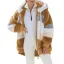 Fashion Fall Winter Street Wear Khaki Patchwork Plush Hooded Coats & Jackets 2021 Long Sleeve Women Tops